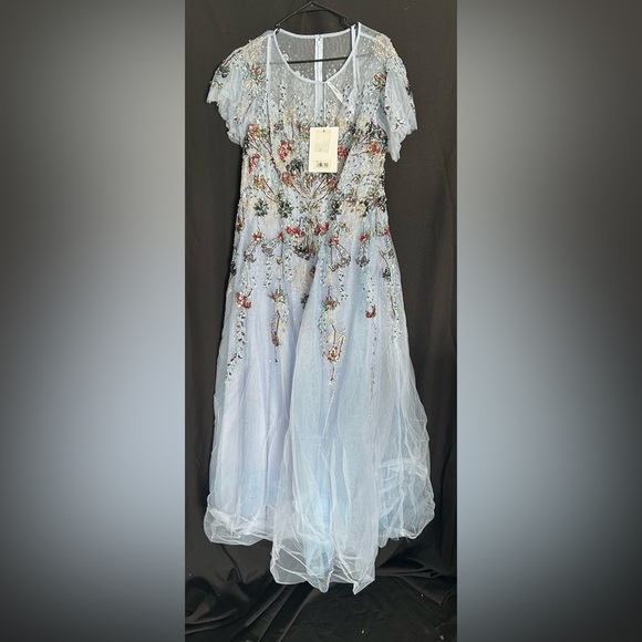 Mac Duggal 20436 NWT Embellished Multi Color Flutter Sleeve A-Line Dress - Picture 4 of 12